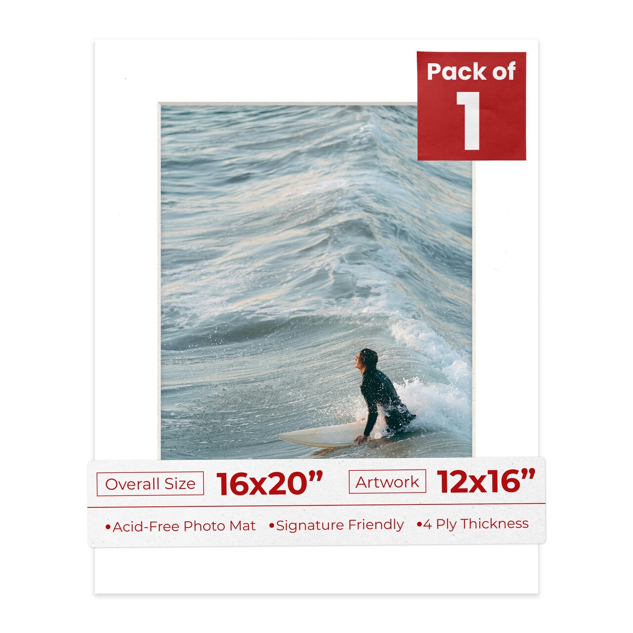 Textured White Mat Board for 16x20 Frames - Fits 12x16 Photos
